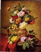 unknow artist, Floral, beautiful classical still life of flowers.109